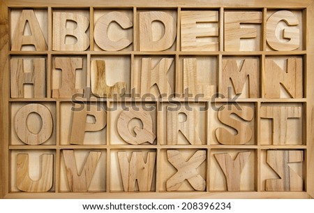 Wooden alphabet.Educational background.