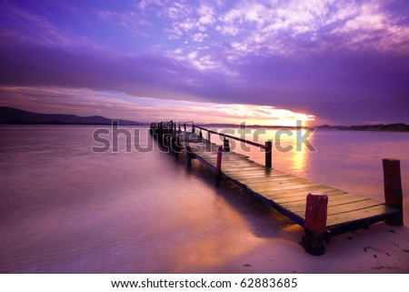 purple sunset beaches. stock photo : Purple sunset