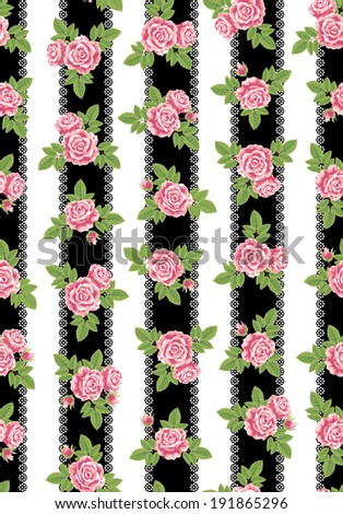 Striped wallpaper of roses