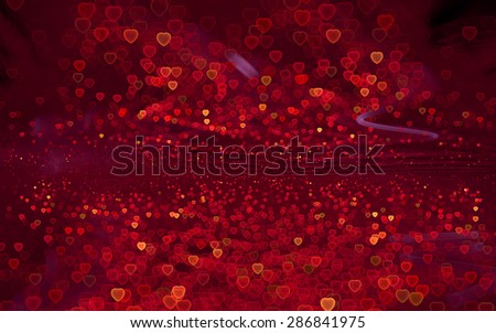 abstract fractal with orange and red hearts on dark red background