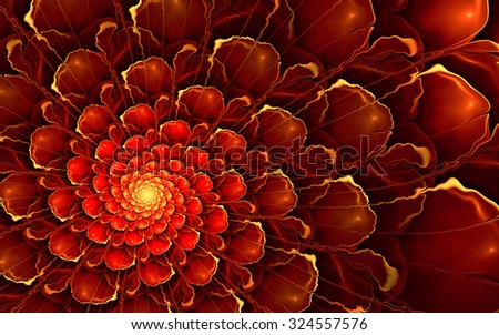 Abstract fractal flower in red color, usable for tablet background, desktop wallpaper or for creative cover design.