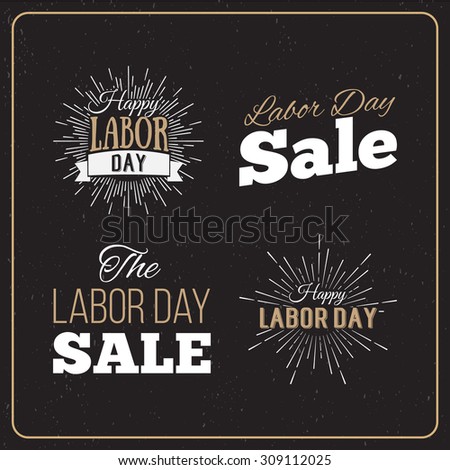 Vector Illustration Labor Day a national holiday of the United States. American Labor Day Sale designs set. A set of retro typographic logos.