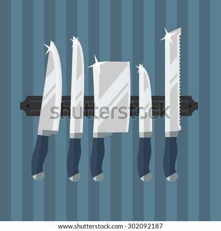 Vector Knives Collection In Flat Style. Elements For Infographic