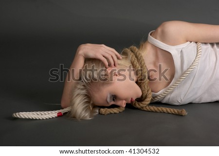 Hanged+by+Her+Neck ... Tightened Noose Around Her Neck. Stock Photo 41304532 : Shutterstock