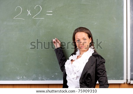 Portrait of beautiful female teacher in a classroom