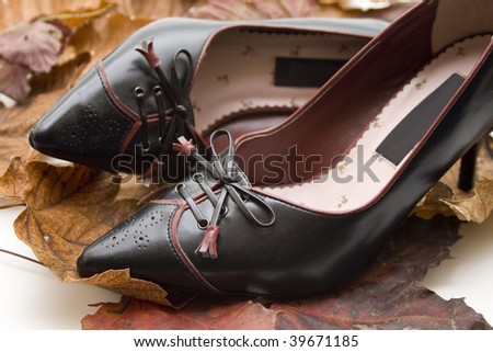 Shoes with fall leave