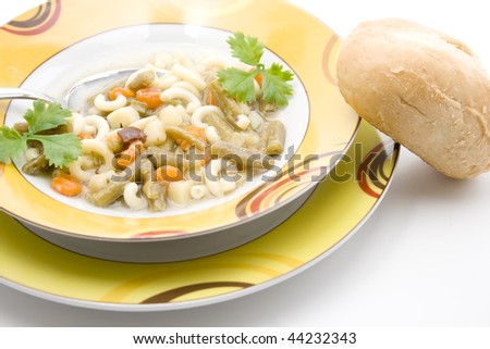 Vegetable soup with rolls