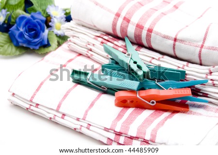 Dishes cloth with clothespin