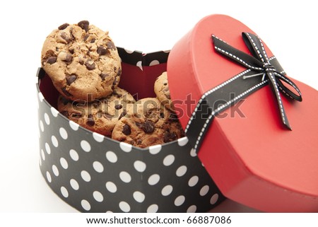 Pastry with heart in the gift box
