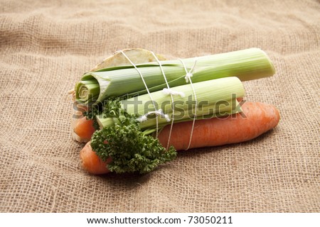 Soup vegetable on potato bag