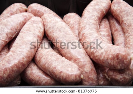 Raw fried sausage in packaging