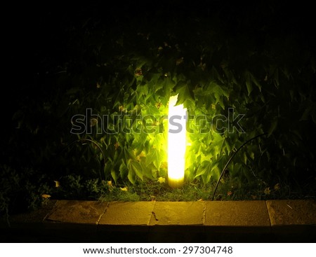 Garden torch 4. Garden lantern in the park at night.