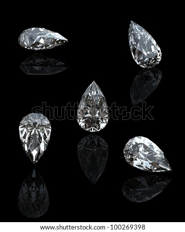 Collection of  diamond.  Background with  pear gemstone