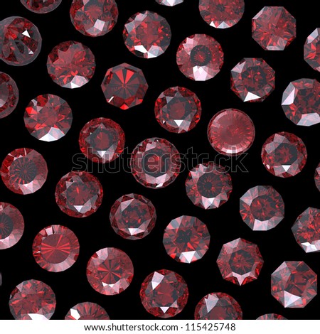 Red round shaped garnet isolated on white background. Gemstone