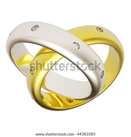 stock photo 3D gold wedding ring isolated on white background