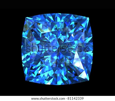 Jewelry gems shape of square on black background, Swiss blue topaz
