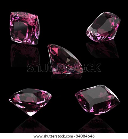 Ruby gems  isolated on black background. Gemstone