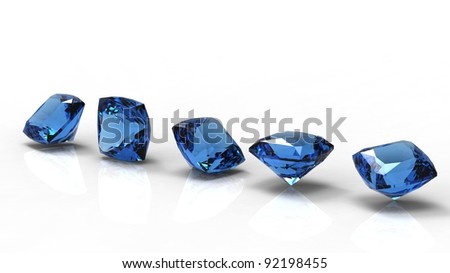 Blue sapphire isolated on white background. Gemstone
