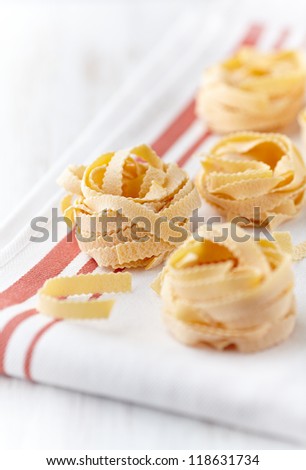 Italian egg pasta on kitchen towel