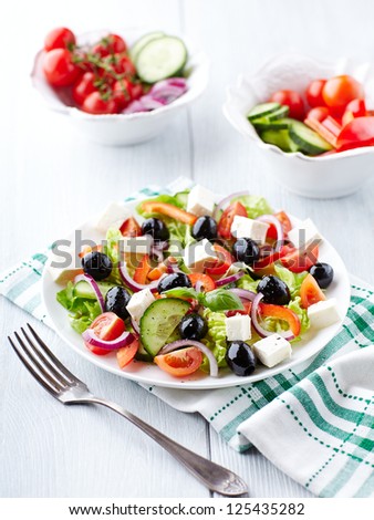 Greek Salad on Kitchen Table