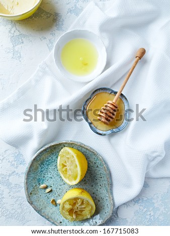 Acacia honey, lemon and lemon juice (from above)
