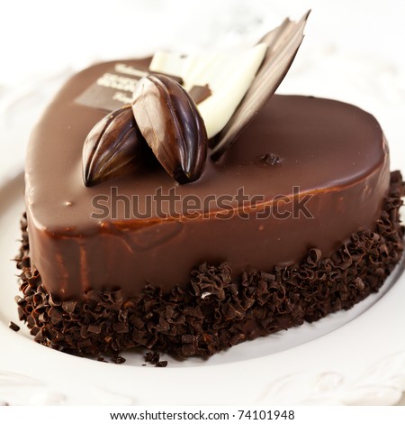 Chocolate Birthday Cakes on Elegant Valentine S Day Or Birthday Chocolate Cake Stock Photo
