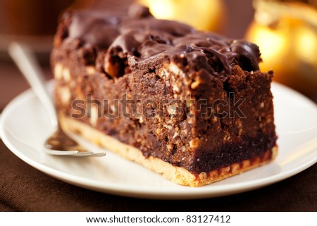 Chocolate cake with nuts for christmas