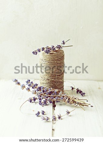 Kitchen twine and lavender flowers