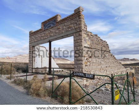 Abandoned general store at Rhyolite Ghost town in Nevada, United States.