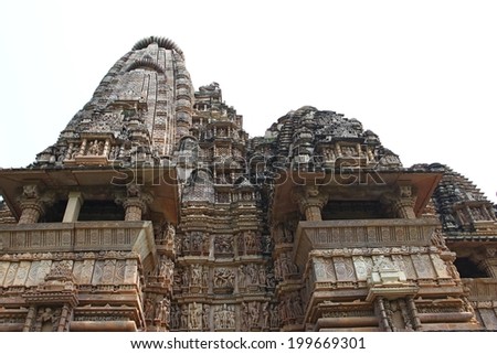 Khajuraho, India has many Hindu temples, famous for their erotic sculptures/ Khajuraho temples and their erotic sculptures, India