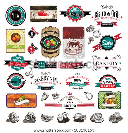 Premium quality collection of Vintage Restaurant, bistro and food & co labels with different styles and space for text.