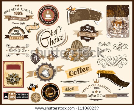 Premium quality collection of Vintage Restaurant, Coffee and food & co labels with different styles and space for text.