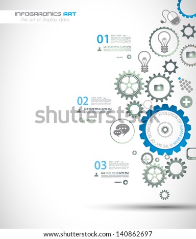 Infographic design template with gear chain Ideal to display information ranking and statistics with orginal and modern style Infographic design template with gear chain Ideal to display information ranking and statistics with orginal and modern style