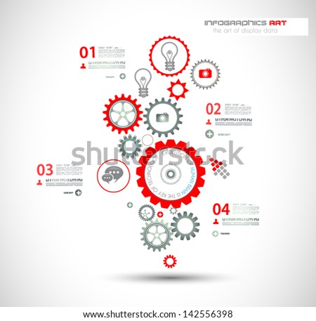 Infographic design template with gear chain Ideal to display information ranking and statistics with orginal and modern style Infographic design template with gear chain Ideal to display information ranking and statistics with orginal and modern style