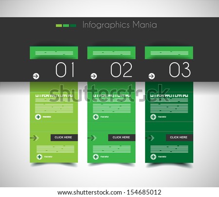 Infographic design template with flat design panels and clear uniform colours.