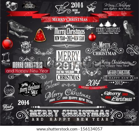 2014 Christmas Vintage typograph design elements vintage labels ribbons stickers baubles and gift boxes birds liquid drops swirls and so on 2014 Christmas Vintage typograph design elements vintage labels ribbons stickers baubles and gift boxes birds liquid drops swirls and so on