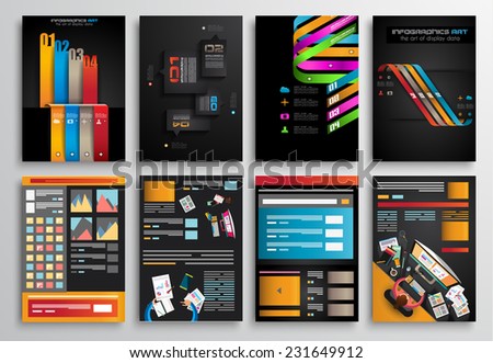 Set of Flyer Design, Web Templates. Brochure Designs, Technology Backgrounds. Mobile Technologies, Infographic  ans statistic Concepts and Applications covers.