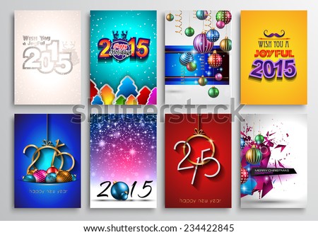 Set of 2015 New Year and Happy Christmas background for your flyers, invitation, party posters, greetings card, brochure cover or generic banners.