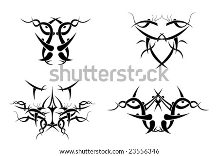 stock vector Tribal tattoo design elements black and white