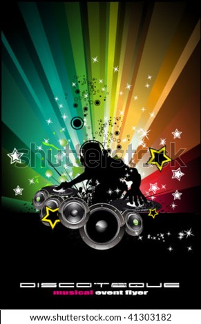 stock vector : Abstract Rainbow Disco Music Background for Event Flyers 