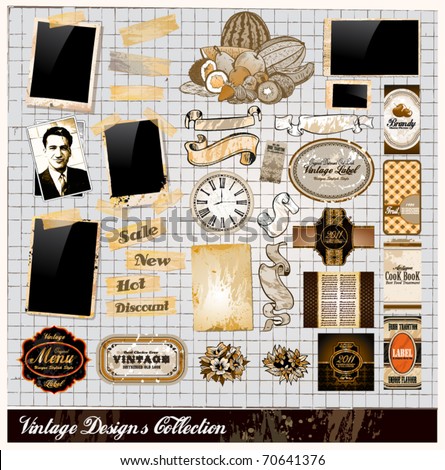 stock vector Vintage Elements Collection PhotoFrames Adhesive Straps 