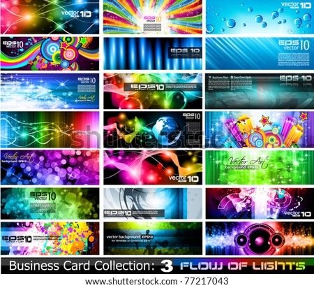 Abstract Business Card Collection Flow of lights Set 3 Abstract Business Card Collection Flow of lights Set 3