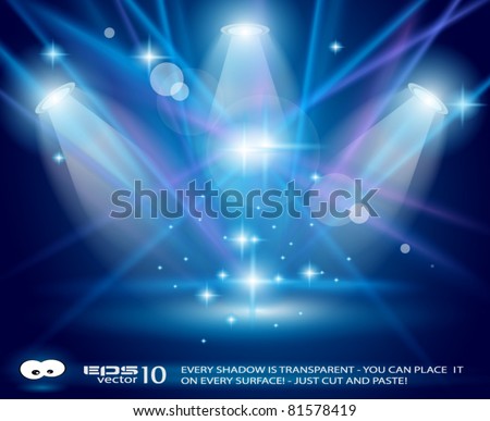 Magic Spotlights with Blue rays and glowing effect for people or product advertising Every lights and shadow are transparent. Magic Spotlights with Blue rays and glowing effect for people or product advertising Every lights and shadow are transparent.