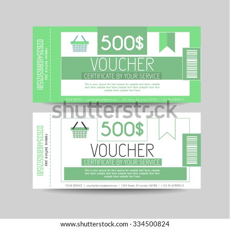 Voucher Gift Card layout template for your promotional design, tickets template, printed gift cards.. Space and fields for text, front and back provided.
