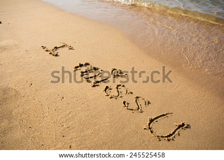 I miss U message written in sand