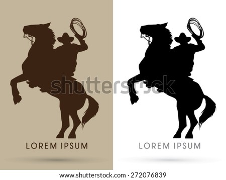 Silhouette Cowboy on horse with lasso sign logo symbol icon graphic vector Silhouette Cowboy on horse with lasso sign logo symbol icon graphic vector