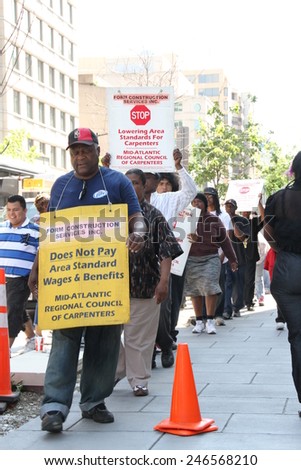 Washington DC, USA - may 18, 2012. Workers are protesting on the streets of America
