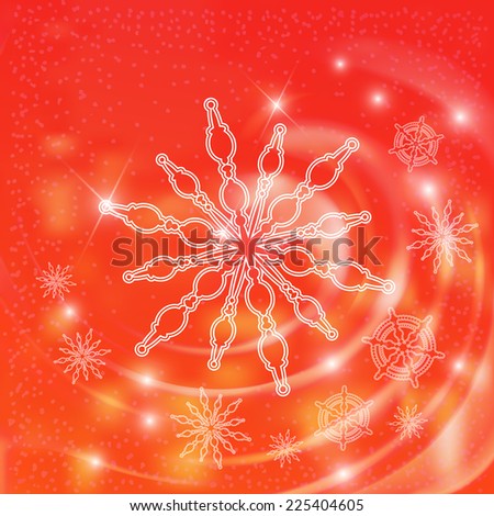 Vector Red Christmas holiday background with snowflakes