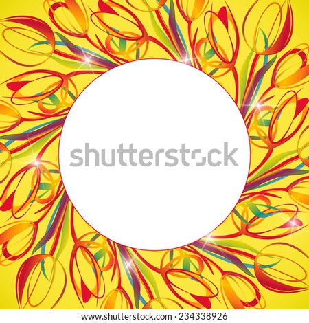 Stylized Fantasy Tulips, wreath border for Card or Cover CD.