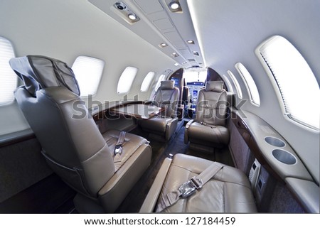 Small business jet plane interior